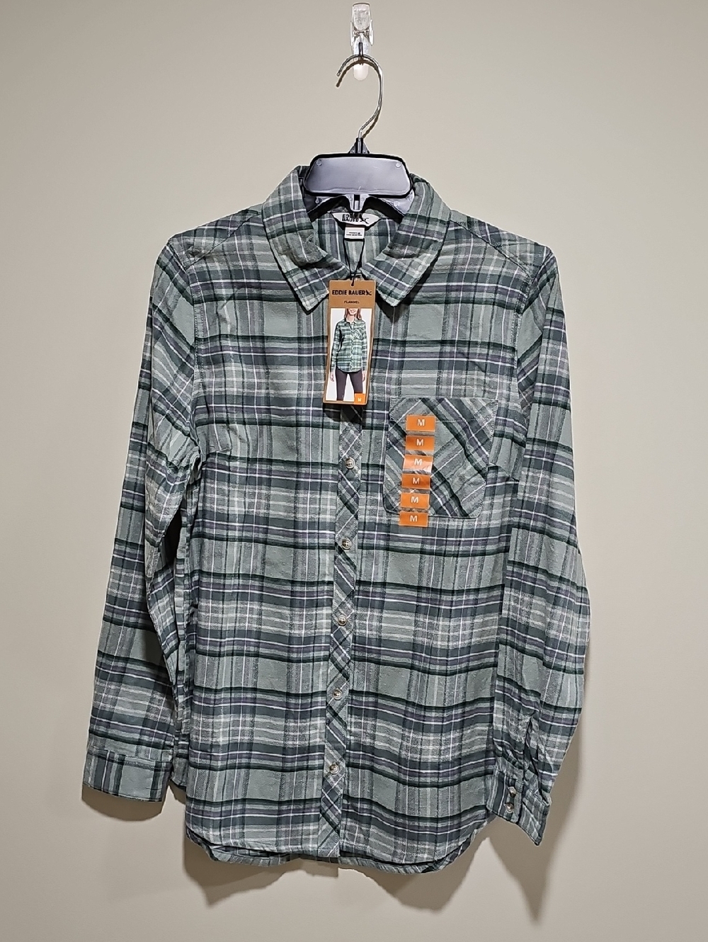 Eddie Bauer Green Plaid Button-Down Shirt
